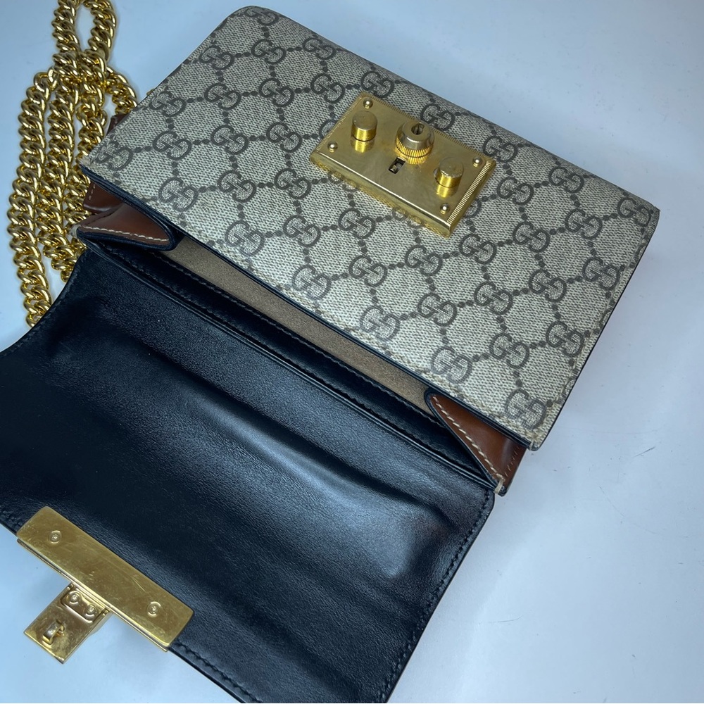 Gucci - GG PADLOCK Supreme SMALL SHOULDER Crossbody with COA Black Biege - Picture 15 of 16